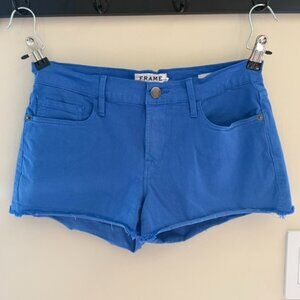 Frame Denim Cotton Le Cut-Off Shorts Coastal Blue Womens Size 26 Micro Festival